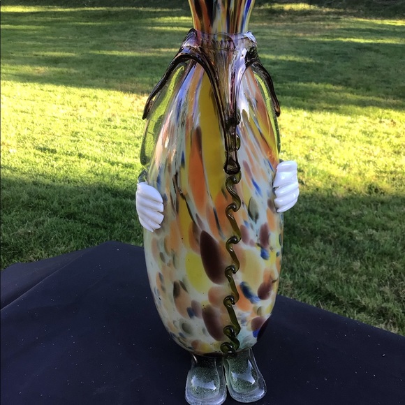Vintage 12in Hand Blown Glass ornate Clown Vase - Picture 2 of 9